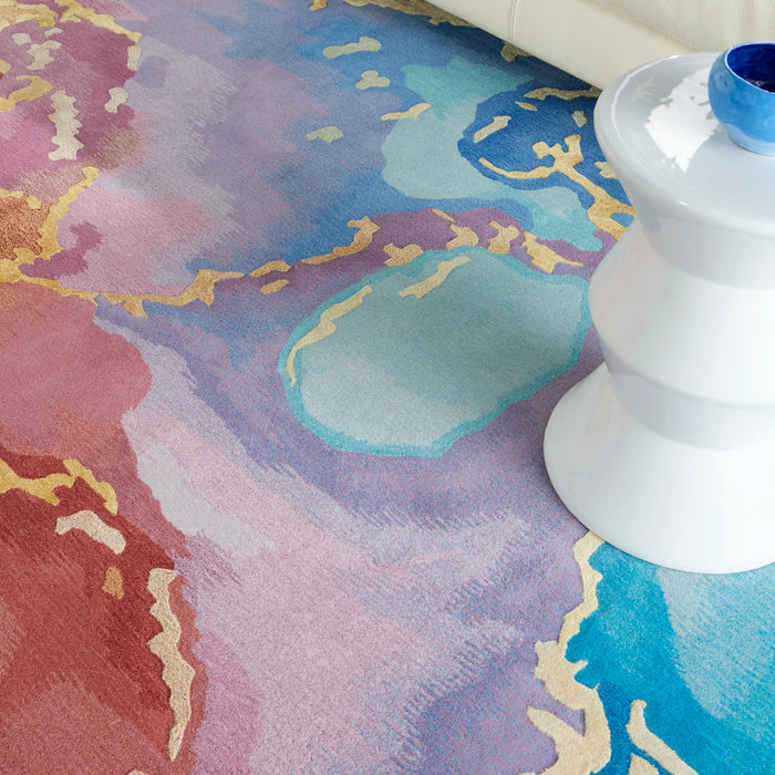 Nourison prismatic prs18 multi Blue, Multicoloured Living Room Wool Rug.