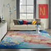Nourison prismatic prs18 multi Blue, Multicoloured Living Room Wool Rug.