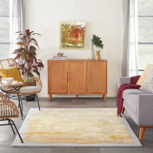 Nourison prismatic prs19 grey gold Grey, Yellow Living Room Wool Rug.