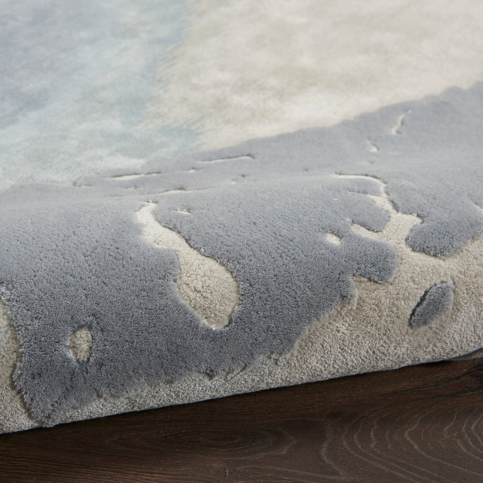 Nourison prismatic prs19 seafoam silver Grey, Multicoloured Living Room Wool Rug.