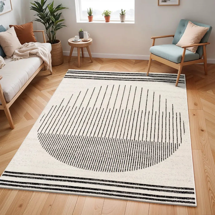 ENSO Scandi Geometric White/Black Rug
