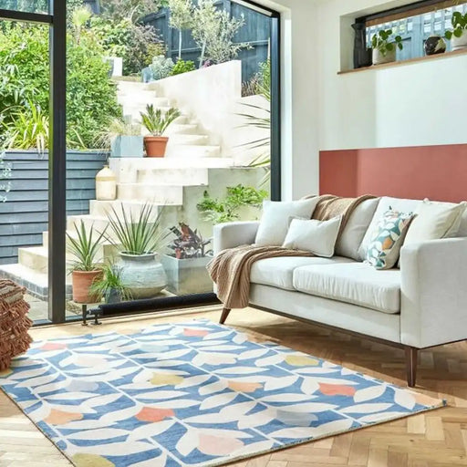 Scion scion screen printed padukka twilight 023208 Blue, Ivory, Multicoloured Living Room Geometric Rug.