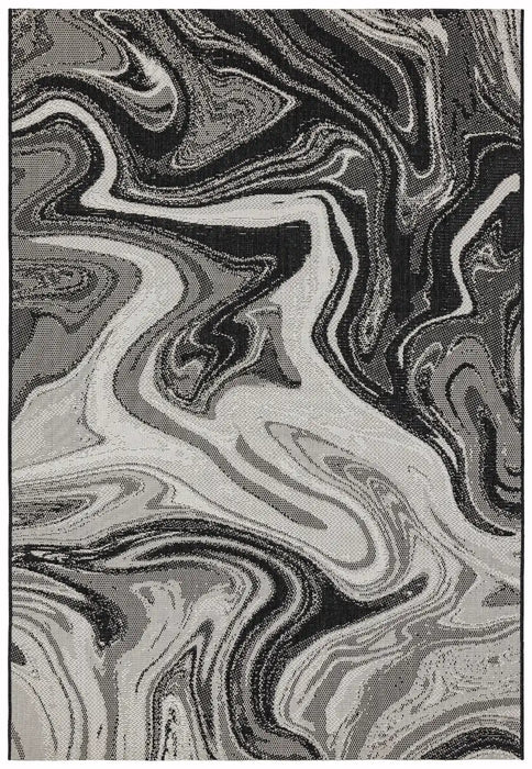 Asiatic patio pat19 black marble Black Outdoor  Striped Rug.