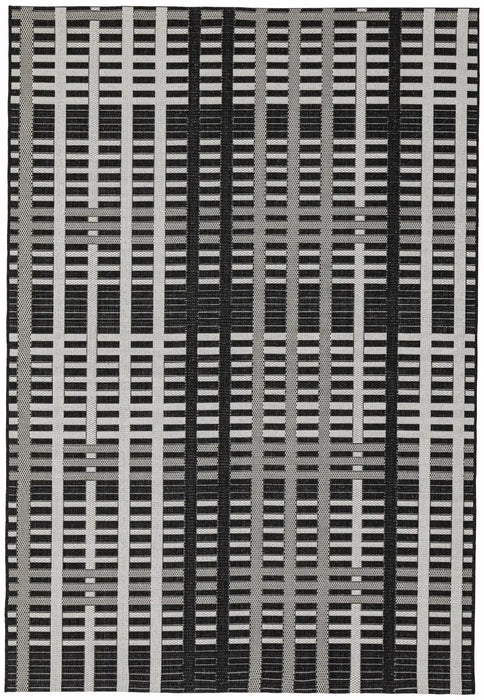 Asiatic patio pat22 black grid Black Outdoor  Striped Rug.