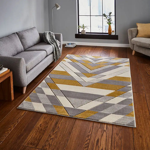 Think Rugs pemboke g2075 beige yellow Yellow, Beige Living Room  Rug.