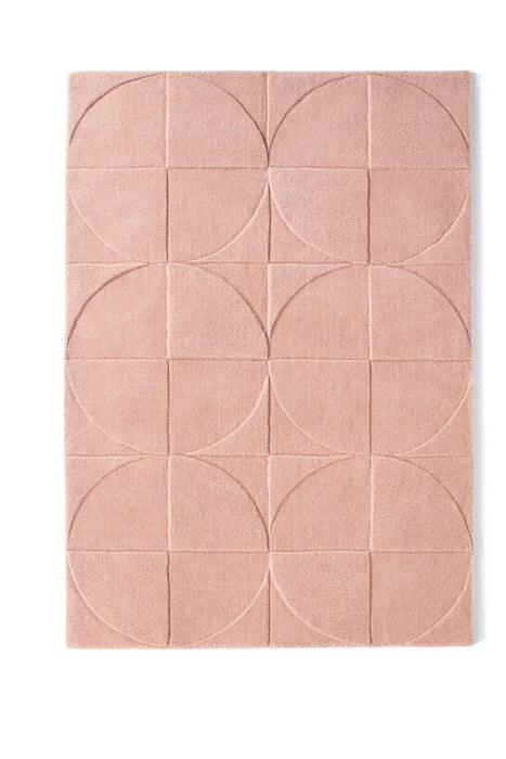 Origins penny blush Pink Living Room Wool Rug.