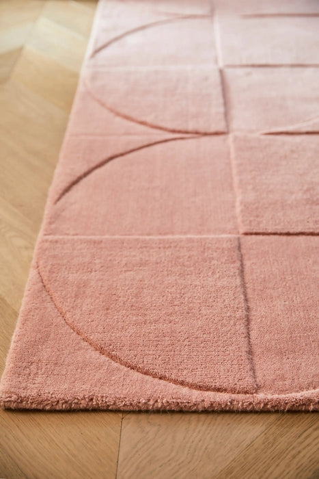 Origins penny blush Pink Living Room Wool Rug.