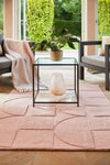Origins penny blush Pink Living Room Wool Rug.