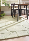 Origins penny eucalyptus Green, Ivory Living Room Wool Rug.