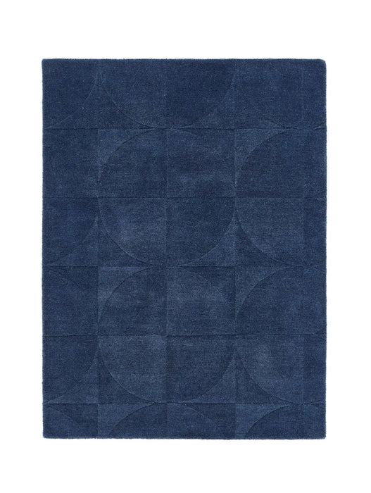 Origins penny infinity Blue Living Room Wool Rug.