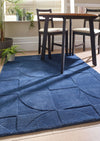 Origins penny infinity Blue Living Room Wool Rug.