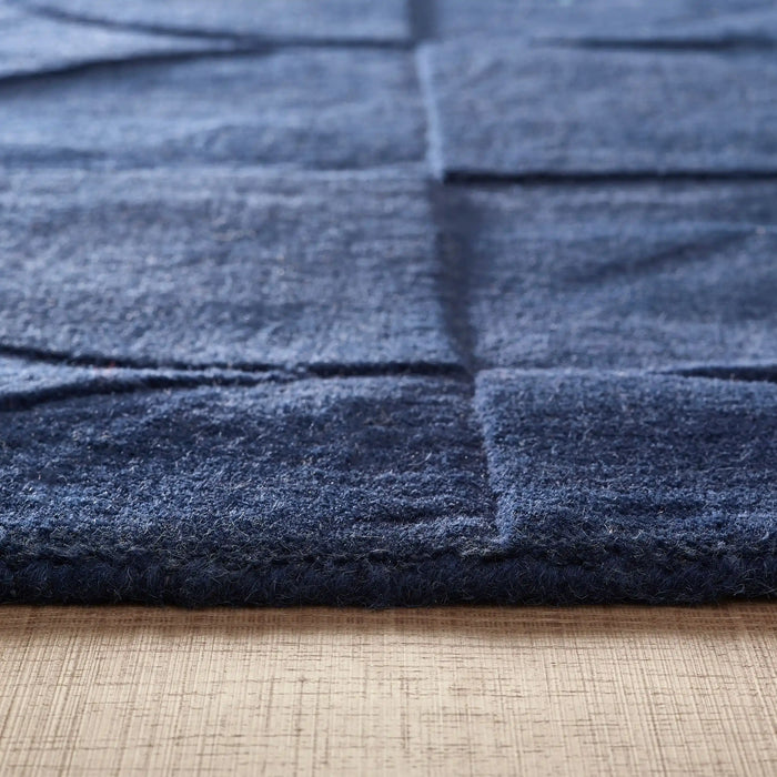 Origins penny infinity Blue Living Room Wool Rug.