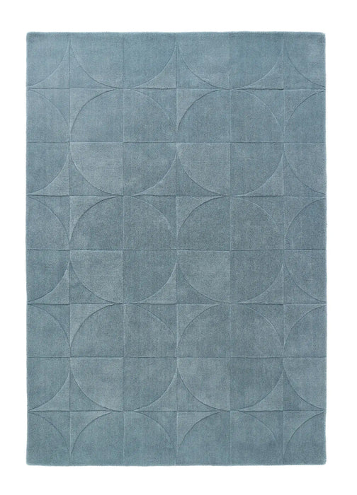Origins penny steel blue Blue Living Room Wool Rug.