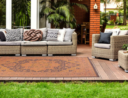  persian outdoor orange black    Rug.
