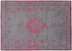 Louis de Poortere fading world pink flash Grey, Pink Living Room Flat Weave Rug.