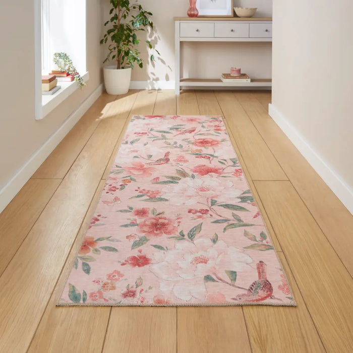 Pipa Floral Blush - Washable Pink Rug — RugsDirect Online