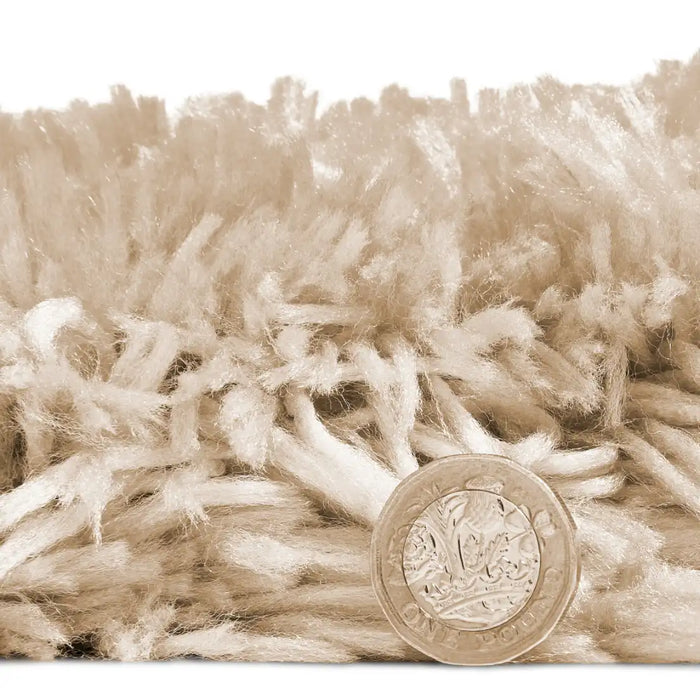 Think Rugs polar pl95 beige Beige Living Room Shaggy Rug.