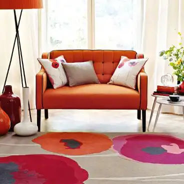 Sanderson sanderson poppies red orange 45700 Multicoloured, Orange, Red Living Room Wool Rug.