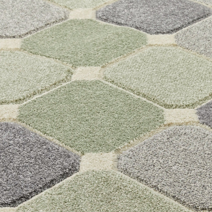 Oriental Weavers portland 172 g Green, Grey, Cream Living Room Geometric Rug.