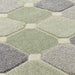 Oriental Weavers portland 172 g Green, Grey, Cream Living Room Geometric Rug.
