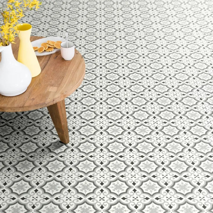 Uk Vinyl Rug Pre-Cut Vinyl Tile Effect Grey Rug — RugsDirect Online