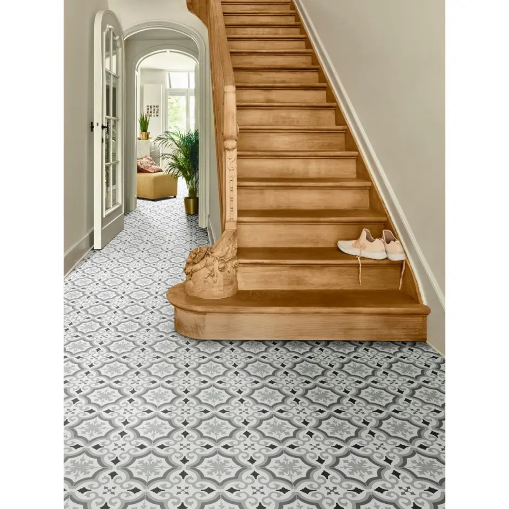 Pre-Cut Vinyl Tile Effect Grey Rug — RugsDirect Online