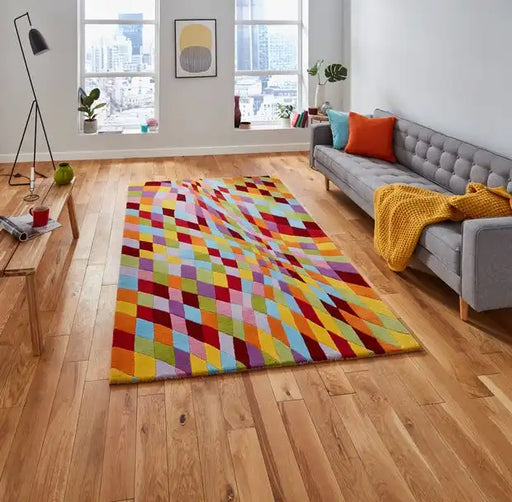 Think Rugs prism think pr101 multi Multicoloured Living Room Wool Rug.