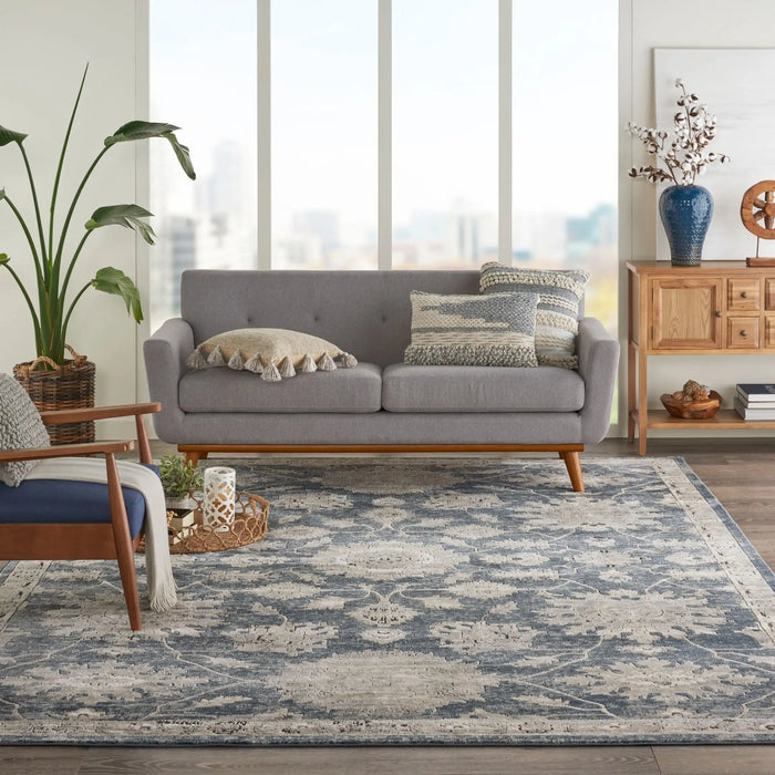 Nourison quarry qua06 blue beige Blue, Beige Living Room Moroccan Rug.