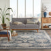 Nourison quarry qua06 blue beige Blue, Beige Living Room Moroccan Rug.