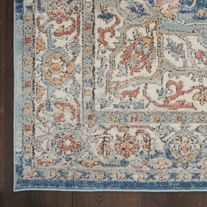 Nourison quarry qua11 ivory blue Blue, Ivory Living Room Moroccan Rug.