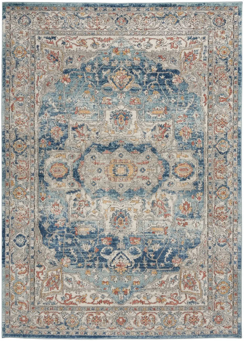 Nourison quarry qua11 ivory blue Blue, Ivory Living Room Moroccan Rug.