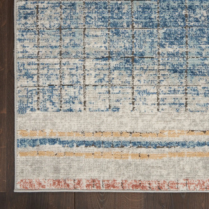 Nourison quarry qua13 blue Blue Living Room Moroccan Rug.