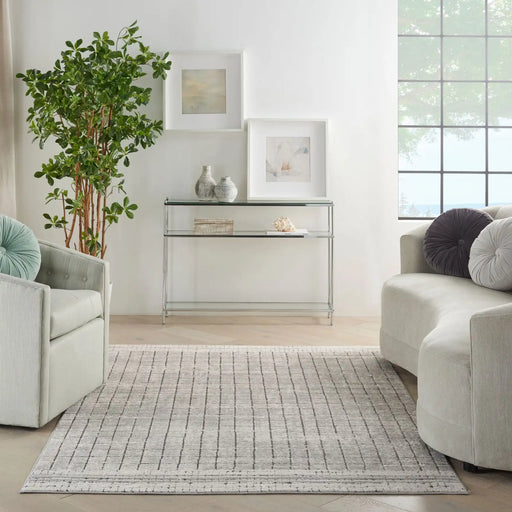 Nourison quarry qua13 ivory grey Grey, Ivory Living Room Moroccan Rug.