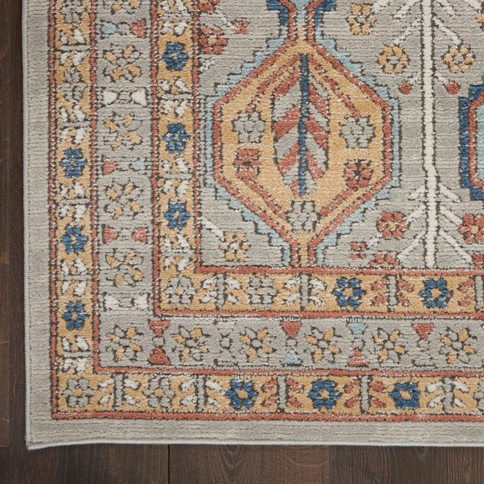 Nourison quarry qua15 grey multi Grey, Multicoloured Living Room Moroccan Rug.
