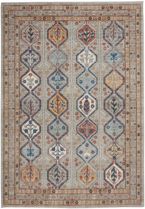 Nourison quarry qua15 grey multi Grey, Multicoloured Living Room Moroccan Rug.