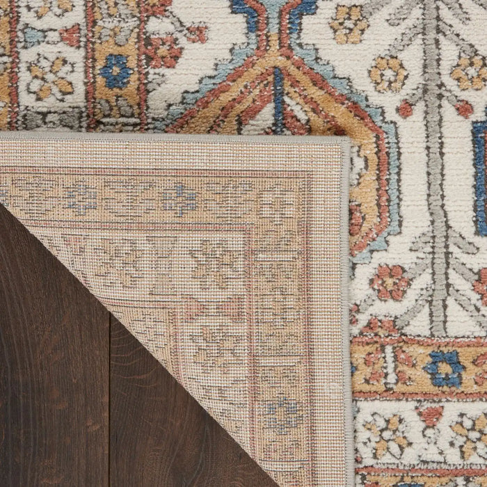 Nourison quarry qua15 ivory multi Ivory, Multicoloured Living Room Moroccan Rug.