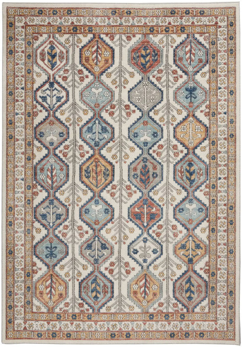 Nourison quarry qua15 ivory multi Ivory, Multicoloured Living Room Moroccan Rug.