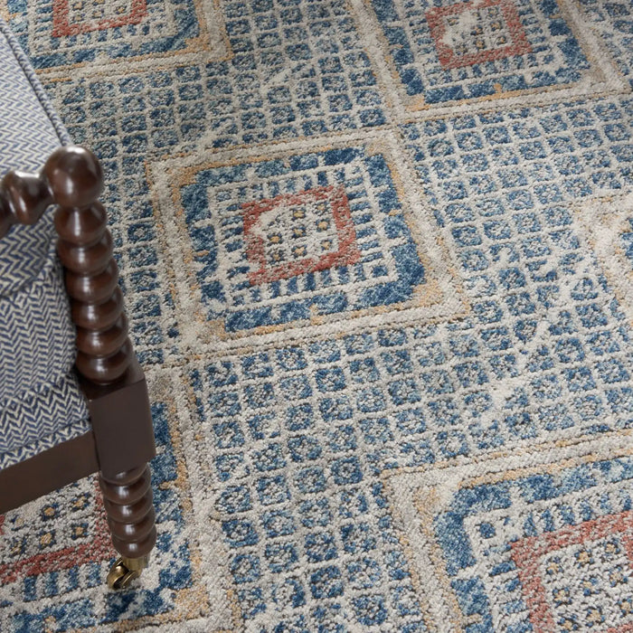 Nourison quarry qua16 blue ivory Blue, Ivory Living Room Moroccan Rug.