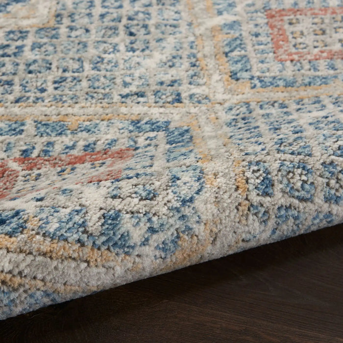 Nourison quarry qua16 blue ivory Blue, Ivory Living Room Moroccan Rug.