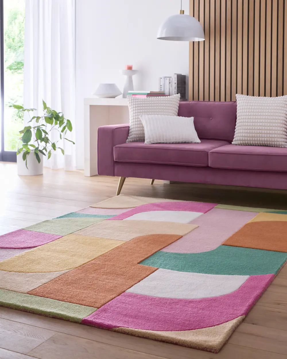 Pink Rya Rug Retro Retro Deco Pink Pink Rug — RugsDirect Online