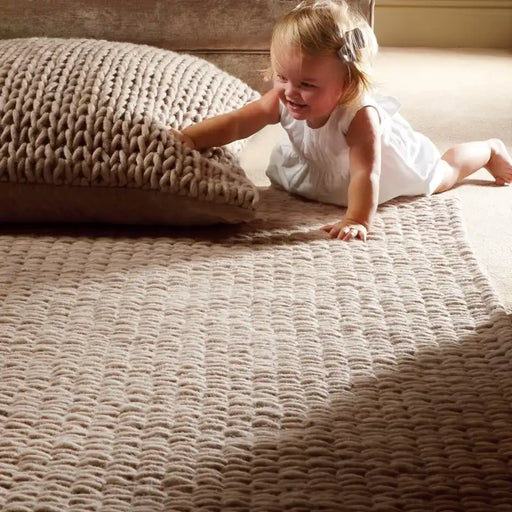 Rug Guru fusion guru oyster Beige Living Room Wool Rug.