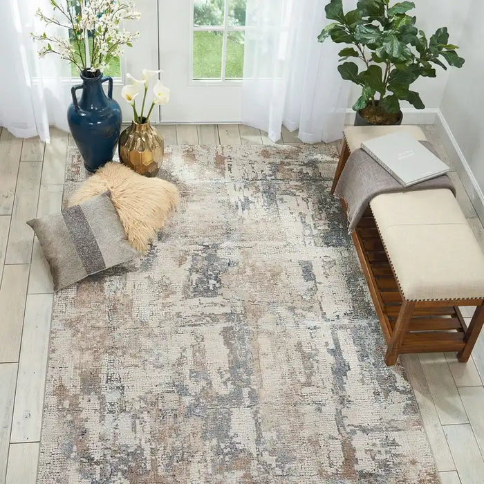 Nourison rustic textures rus06 beige grey Grey, Beige Living Room  Rug.