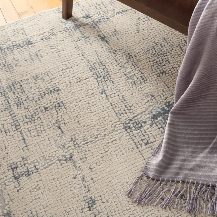 Nourison rustic textures rus06 ivory blue Blue, Ivory Living Room  Rug.