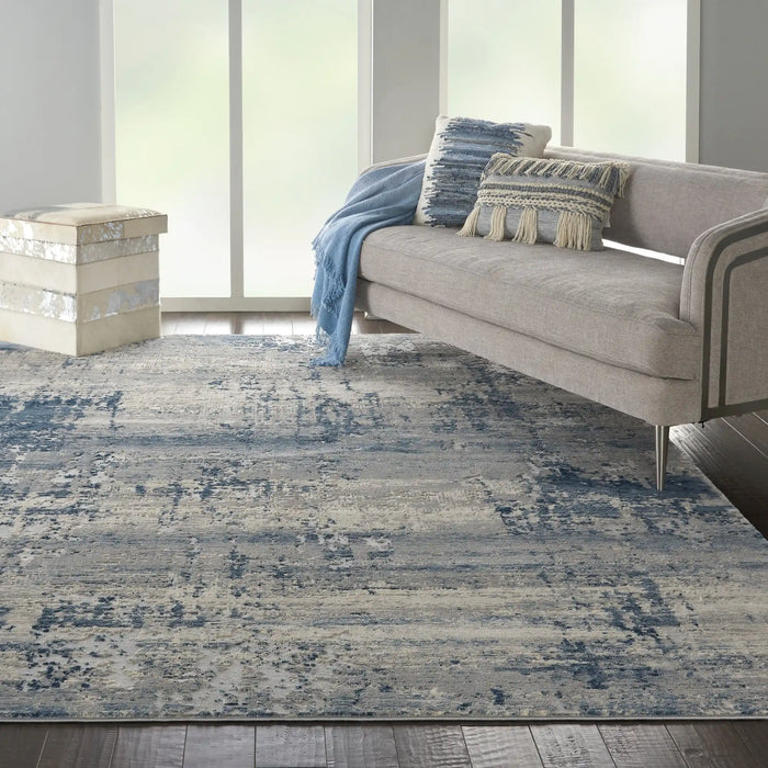 Nourison rustic textures rus10 ivory blue Blue, Ivory Living Room  Rug.