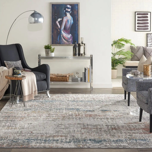 Nourison rustic textures rus14 light grey multi Grey, Multicoloured Living Room  Rug.