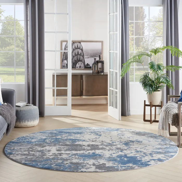 Rustic Textures RUS08 Grey Blue Rug