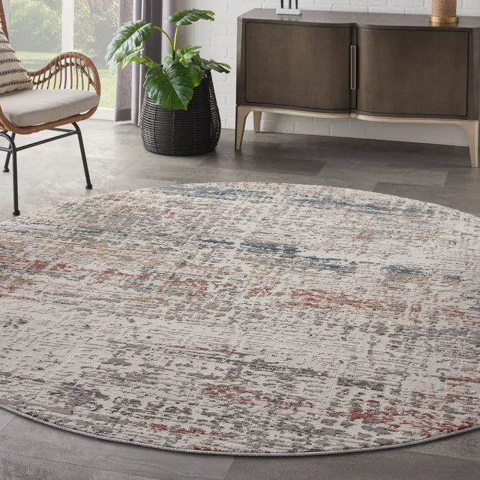 Rustic Textures RUS14 Light Grey Multi Rug