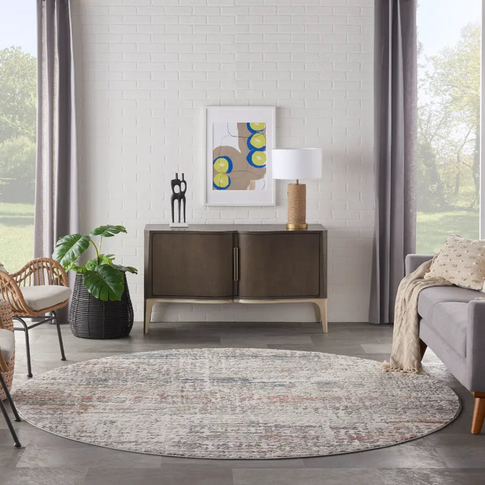 Rustic Textures RUS14 Light Grey Multi Rug