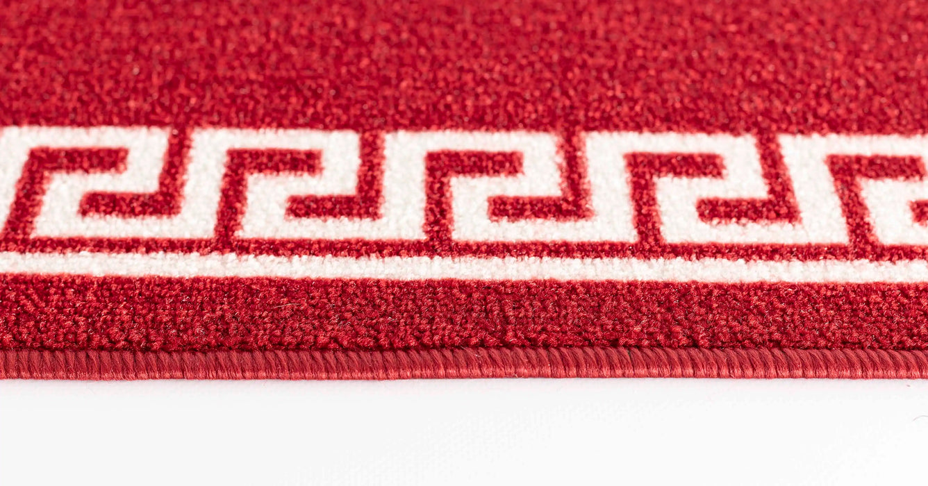 Serdim Rugs gel back 413 red cream Red, Cream Living Room Geometric Rug.