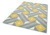 Asiatic reef rf01 motif ochre grey Grey, Yellow Living Room Wool Rug.